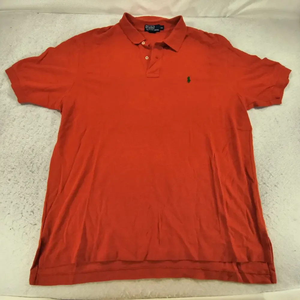 Polo by Ralph Lauren Short Sleeve Collared Polo Shirt Mens Size 2XL Orange Green